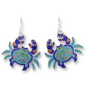 Calypso Crab Earrings Silver-Plated Enamel Zarlite Sealife Gift Boxed